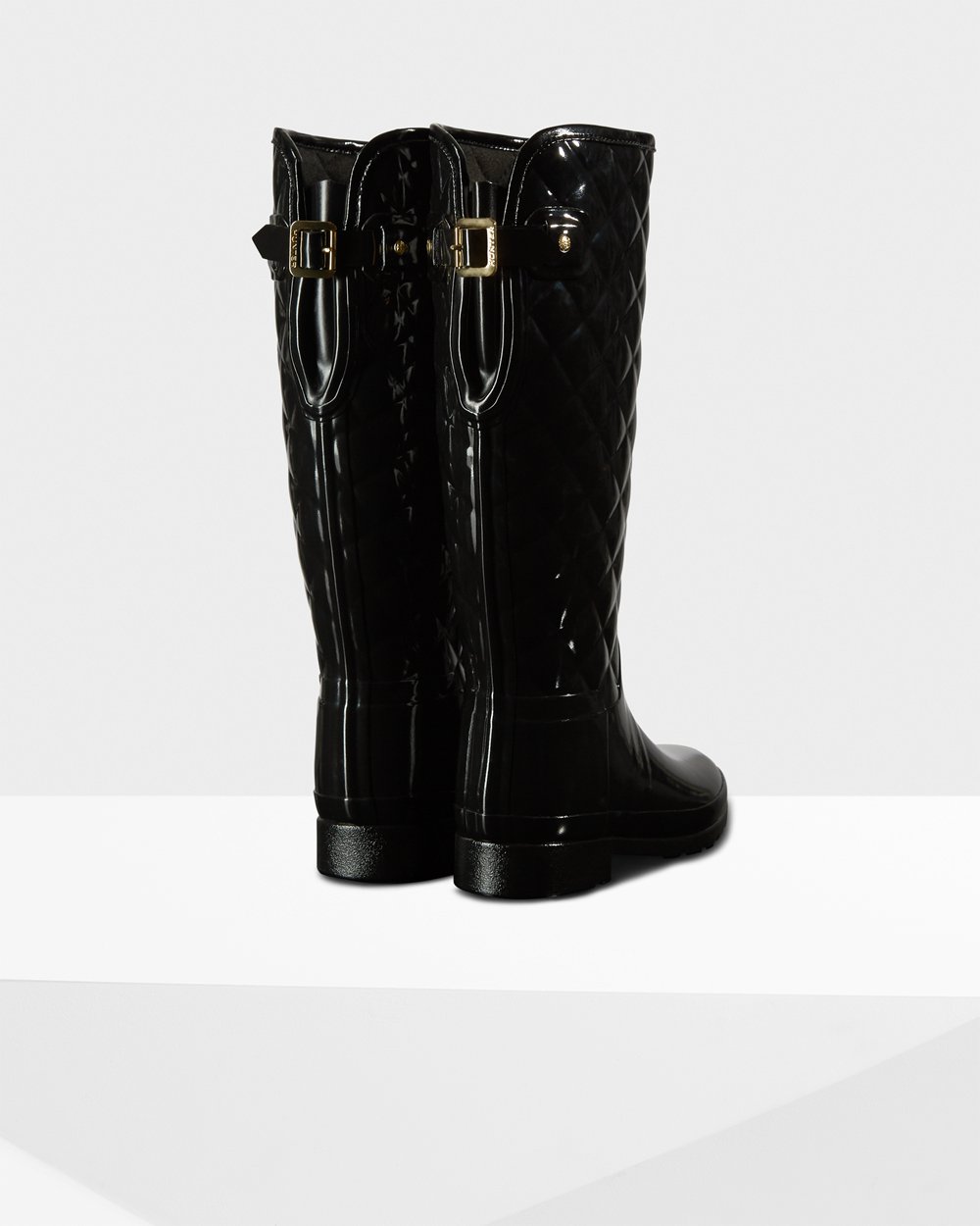 Hunter Refined Slim Fit Adjustable Quilted Tall Rain Boots - Shop Online Womens Black - KOHERF793